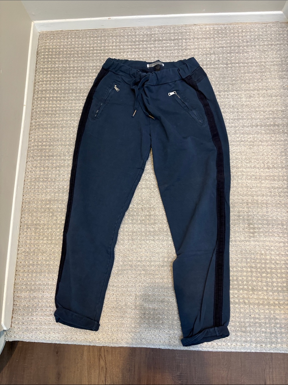 Twenty Men's Navy Jogger Pants with Black Side Stripes
